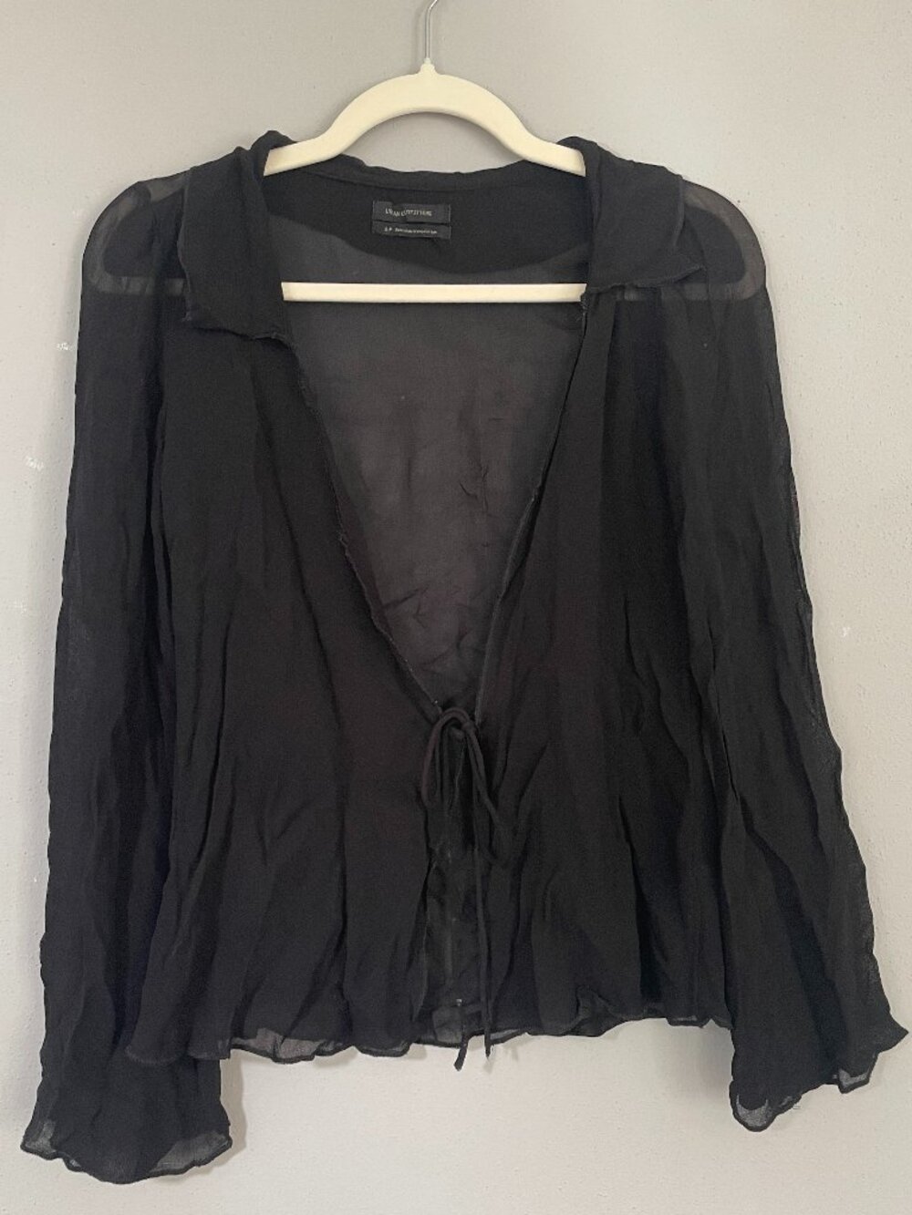 Anthropologie Mariana Tie-Front Top - Small (S), Sheer Black